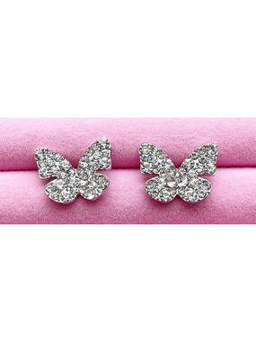 Butterfly Stud Earrings Zinc Alloy Embellished With Rhinestones